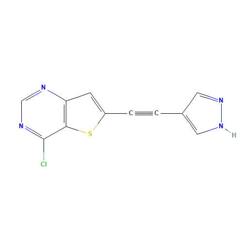 4-chloro-6-[2-(1H-pyrazol-4-yl)ethynyl]thieno[3,2-d]pyrimidine (CAS: 815610-13-0) - Related Chemical Product