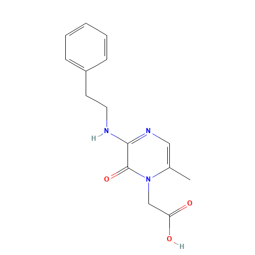2-[6-methyl-2-oxo-3-(2-phenylethylamino)pyrazin-1-yl]acetic acid (CAS: 199296-29-2) - Chemical Structure and Molecular Formula 