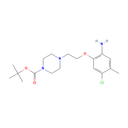 tert-butyl 4-[2-(2-amino-5-chloro-4-methylphenoxy)ethyl]piperazine-1-carboxylate (CAS: 862874-16-6) - Chemical Structure and Molecular Formula 