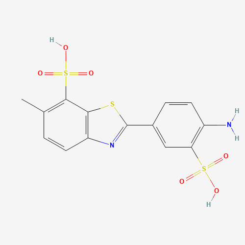 2-(4-amino-3-sulfophenyl)-6-methyl-1,3-benzothiazole-7-sulfonic acid (CAS: 5855-98-1) - Chemical Structure and Molecular Formula 