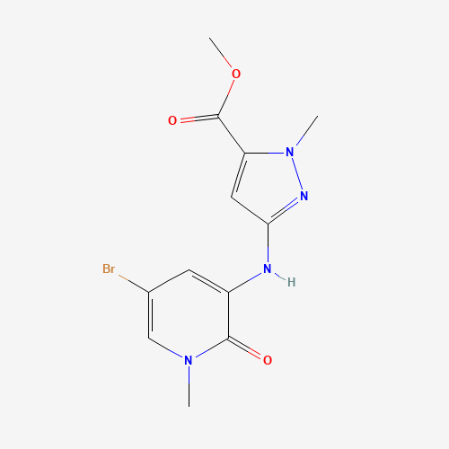 methyl 5-[(5-bromo-1-methyl-2-oxopyridin-3-yl)amino]-2-methylpyrazole-3-carboxylate (CAS: 1346673-31-1) - Chemical Structure and Molecular Formula 