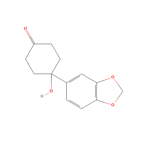 4-(1,3-benzodioxol-5-yl)-4-hydroxycyclohexan-1-one (CAS: 150019-57-1) - Chemical Structure and Molecular Formula 