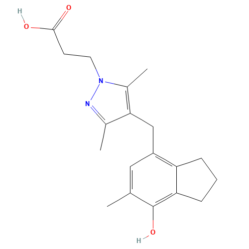 3-[4-[(7-hydroxy-6-methyl-2,3-dihydro-1H-inden-4-yl)methyl]-3,5-dimethylpyrazol-1-yl]propanoic acid (CAS: 1092551-88-6) - Related Chemical Product