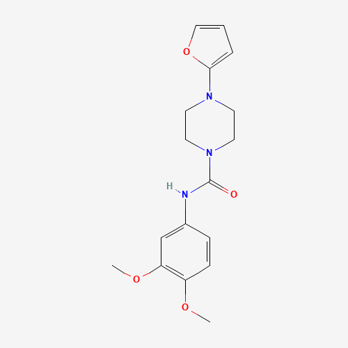 N-(3,4-dimethoxyphenyl)-4-(furan-2-yl)piperazine-1-carboxamide (CAS: 71649-25-7) - Chemical Structure and Molecular Formula 