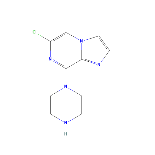 6-chloro-8-piperazin-1-ylimidazo[1,2-a]pyrazine (CAS: 77111-80-9) - Chemical Structure and Molecular Formula 