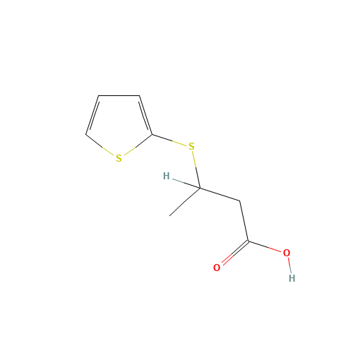 3-thiophen-2-ylsulfanylbutanoic acid (CAS: 120279-20-1) - Chemical Structure and Molecular Formula 