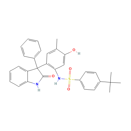 4-tert-butyl-N-[5-hydroxy-4-methyl-2-(2-oxo-3-phenyl-1H-indol-3-yl)phenyl]benzenesulfonamide (CAS: 783324-18-5) - Related Chemical Product