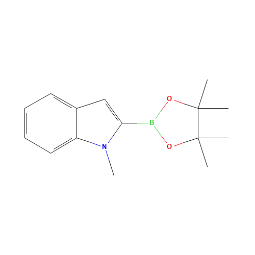 1-methyl-2-(4,4,5,5-tetramethyl-1,3,2-dioxaborolan-2-yl)indole (CAS: 596819-10-2) - Chemical Structure and Molecular Formula 