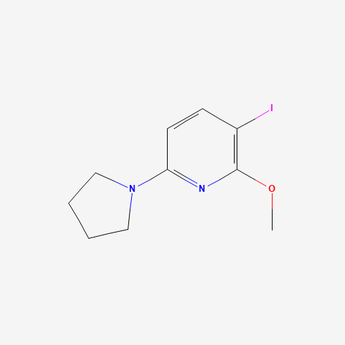 3-iodo-2-methoxy-6-pyrrolidin-1-ylpyridine (CAS: 1228666-06-5) - Chemical Structure and Molecular Formula 