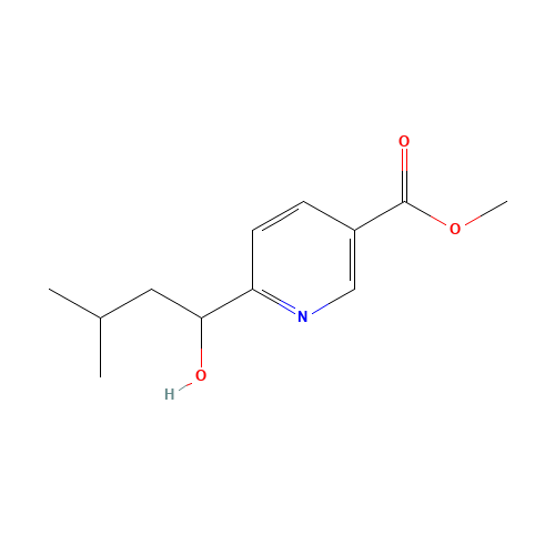 methyl 6-(1-hydroxy-3-methylbutyl)pyridine-3-carboxylate (CAS: 1383799-92-5) - Chemical Structure and Molecular Formula 