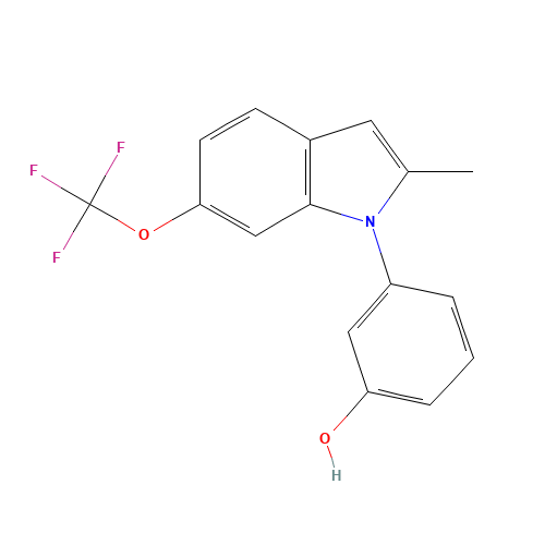 3-[2-methyl-6-(trifluoromethoxy)indol-1-yl]phenol (CAS: 668455-24-1) - Chemical Structure and Molecular Formula 