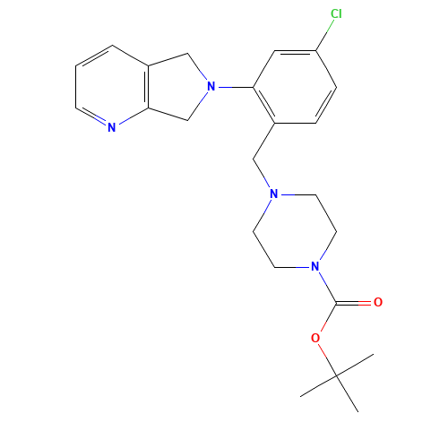 tert-butyl 4-[[4-chloro-2-(5,7-dihydropyrrolo[3,4-b]pyridin-6-yl)phenyl]methyl]piperazine-1-carboxylate (CAS: 1460032-27-2) - Chemical Structure and Molecular Formula 