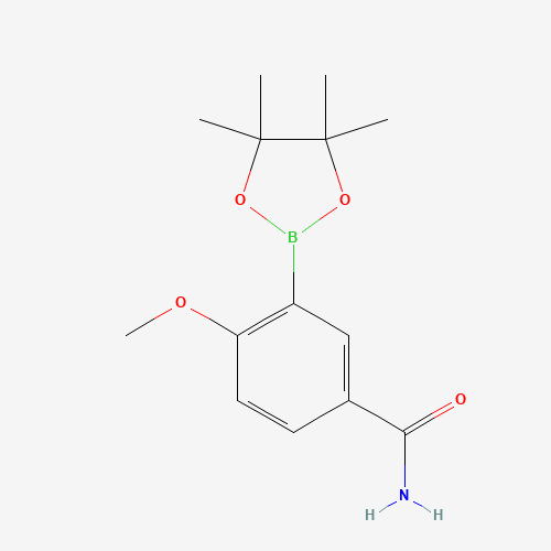 4-methoxy-3-(4,4,5,5-tetramethyl-1,3,2-dioxaborolan-2-yl)benzamide (CAS: 1448872-11-4) - Chemical Structure and Molecular Formula 