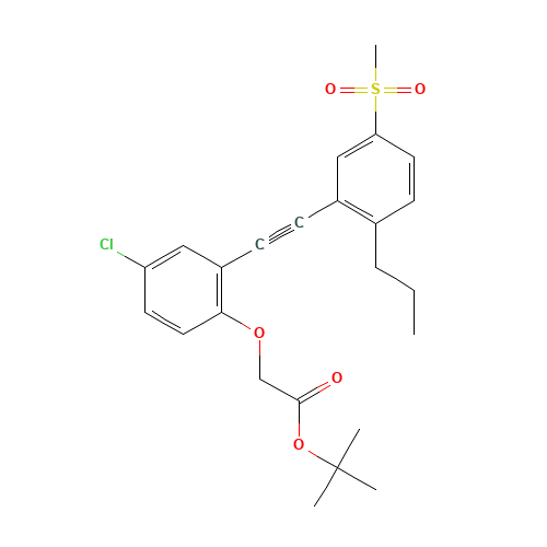 tert-butyl 2-[4-chloro-2-[2-(5-methylsulfonyl-2-propylphenyl)ethynyl]phenoxy]acetate (CAS: 1240287-24-4) - Related Chemical Product