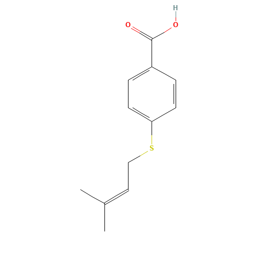 4-(3-methylbut-2-enylsulfanyl)benzoic acid (CAS: 32910-50-2) - Chemical Structure and Molecular Formula 