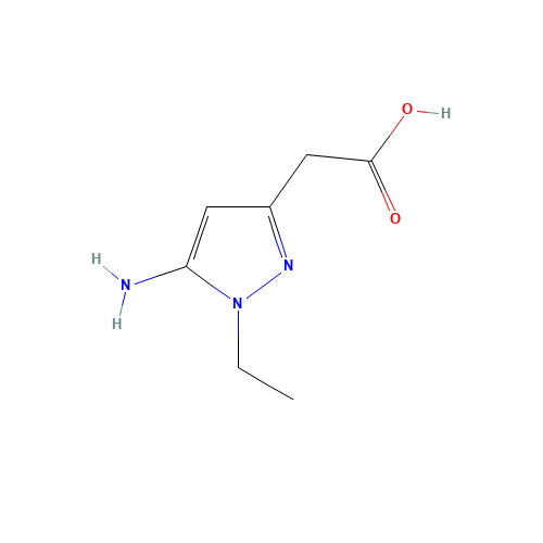 2-(5-amino-1-ethylpyrazol-3-yl)acetic acid (CAS: 1224888-25-8) - Chemical Structure and Molecular Formula 