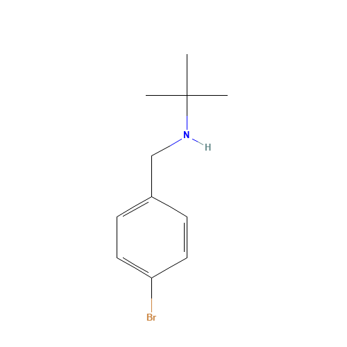 N-[(4-bromophenyl)methyl]-2-methylpropan-2-amine (CAS: 87384-76-7) - Chemical Structure and Molecular Formula 