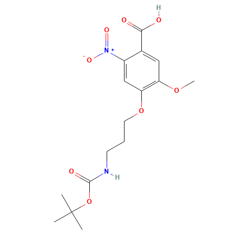 5-methoxy-4-[3-[(2-methylpropan-2-yl)oxycarbonylamino]propoxy]-2-nitrobenzoic acid (CAS: 757189-87-0) - Chemical Structure and Molecular Formula 