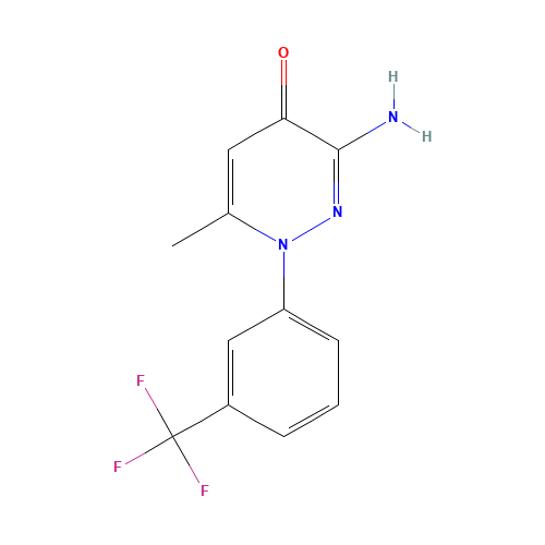 3-amino-6-methyl-1-[3-(trifluoromethyl)phenyl]pyridazin-4-one (CAS: 133220-91-4) - Chemical Structure and Molecular Formula 