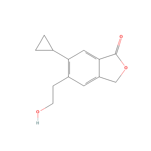 6-cyclopropyl-5-(2-hydroxyethyl)-3H-2-benzofuran-1-one (CAS: 1255208-41-3) - Chemical Structure and Molecular Formula 