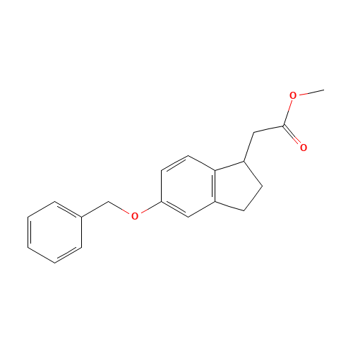 methyl 2-(5-phenylmethoxy-2,3-dihydro-1H-inden-1-yl)acetate (CAS: 1187198-11-3) - Chemical Structure and Molecular Formula 