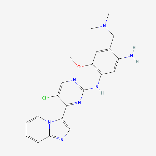 1-N-(5-chloro-4-imidazo[1,2-a]pyridin-3-ylpyrimidin-2-yl)-4-[(dimethylamino)methyl]-6-methoxybenzene-1,3-diamine (CAS: 1453199-38-6) - Chemical Structure and Molecular Formula 