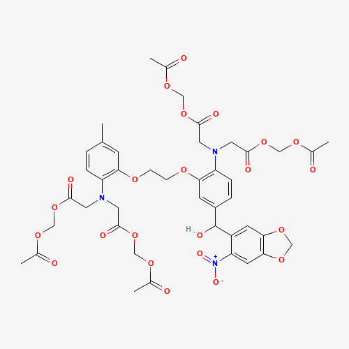 acetyloxymethyl 2-[N-[2-(acetyloxymethoxy)-2-oxoethyl]-2-[2-[2-[bis[2-(acetyloxymethoxy)-2-oxoethyl]amino]-5-[hydroxy-(6-nitro-1,3-benzodioxol-5-yl)methyl]phenoxy]ethoxy]-4-methylanilino]acetate (CAS: 209161-73-9) - Related Chemical Product