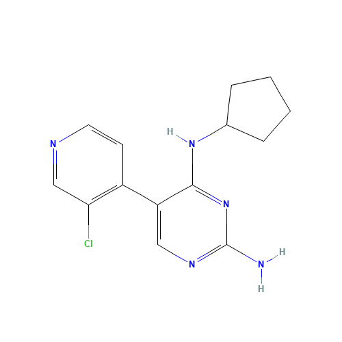 5-(3-chloropyridin-4-yl)-4-N-cyclopentylpyrimidine-2,4-diamine (CAS: 1169698-47-8) - Chemical Structure and Molecular Formula 