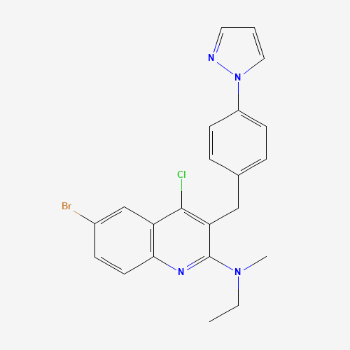 6-bromo-4-chloro-N-ethyl-N-methyl-3-[(4-pyrazol-1-ylphenyl)methyl]quinolin-2-amine (CAS: 1599529-04-0) - Related Chemical Product