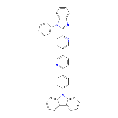 9-[4-[5-[6-(1-phenylbenzimidazol-2-yl)pyridin-3-yl]pyridin-2-yl]phenyl]carbazole (CAS: 1365757-04-5) - Chemical Structure and Molecular Formula 