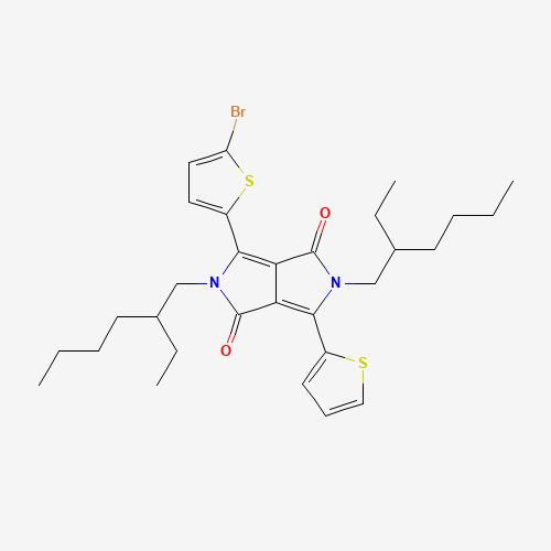 4-(5-bromothiophen-2-yl)-2,5-bis(2-ethylhexyl)-1-thiophen-2-ylpyrrolo[3,4-c]pyrrole-3,6-dione (CAS: 1308671-90-0) - Chemical Structure and Molecular Formula 