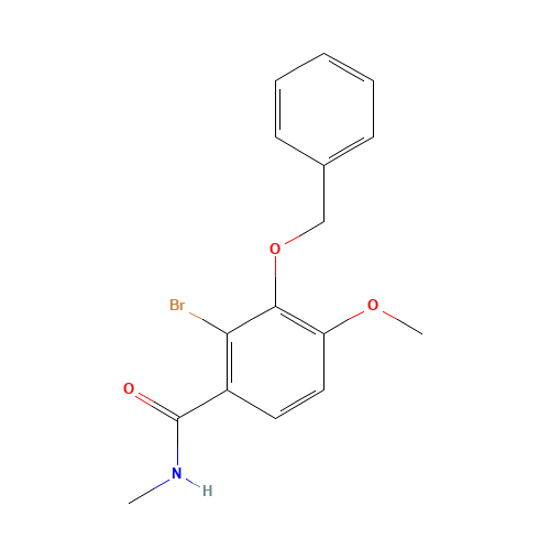 2-bromo-4-methoxy-N-methyl-3-phenylmethoxybenzamide (CAS: 1233979-39-9) - Chemical Structure and Molecular Formula 