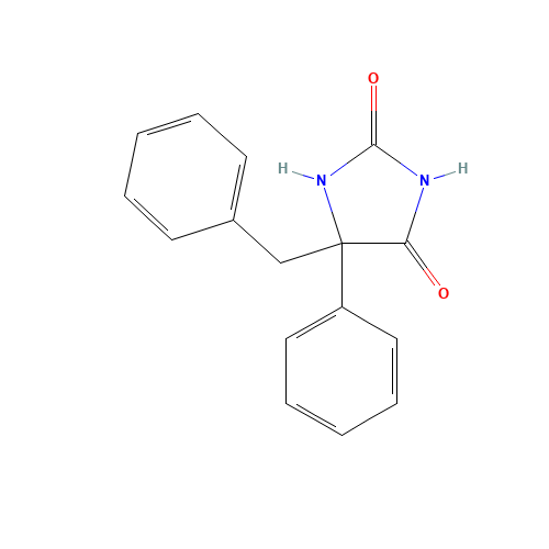 5-benzyl-5-phenylimidazolidine-2,4-dione (CAS: 4927-43-9) - Chemical Structure and Molecular Formula 