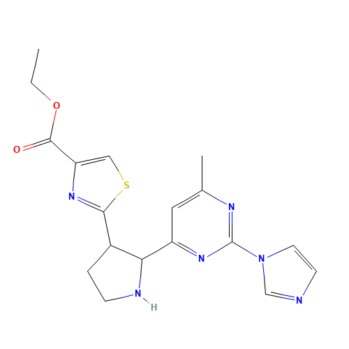 ethyl 2-[2-(2-imidazol-1-yl-6-methylpyrimidin-4-yl)pyrrolidin-3-yl]-1,3-thiazole-4-carboxylate (CAS: 888314-80-5) - Related Chemical Product