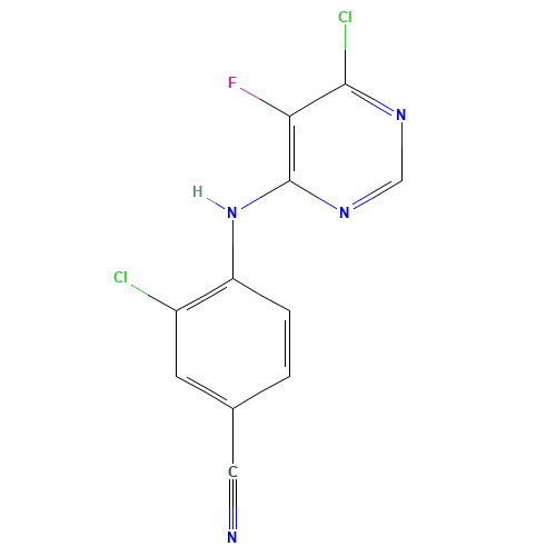 3-chloro-4-[(6-chloro-5-fluoropyrimidin-4-yl)amino]benzonitrile (CAS: 1147558-27-7) - Related Chemical Product