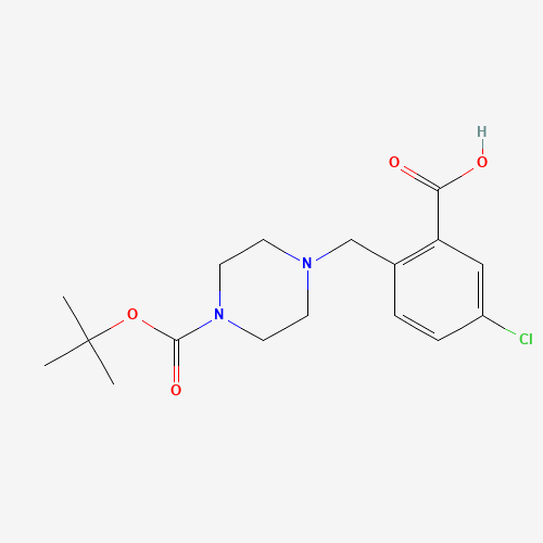 5-chloro-2-[[4-[(2-methylpropan-2-yl)oxycarbonyl]piperazin-1-yl]methyl]benzoic acid (CAS: 1460036-97-8) - Chemical Structure and Molecular Formula 