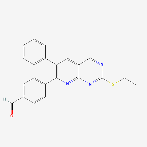 4-(2-ethylsulfanyl-6-phenylpyrido[2,3-d]pyrimidin-7-yl)benzaldehyde (CAS: 867353-56-8) - Chemical Structure and Molecular Formula 