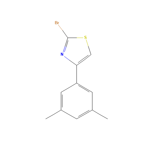 2-bromo-4-(3,5-dimethylphenyl)-1,3-thiazole (CAS: 886367-88-0) - Chemical Structure and Molecular Formula 