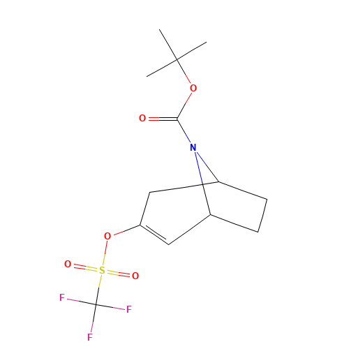 tert-butyl 3-(trifluoromethylsulfonyloxy)-8-azabicyclo[3.2.1]oct-3-ene-8-carboxylate (CAS: 185099-68-7) - Chemical Structure and Molecular Formula 