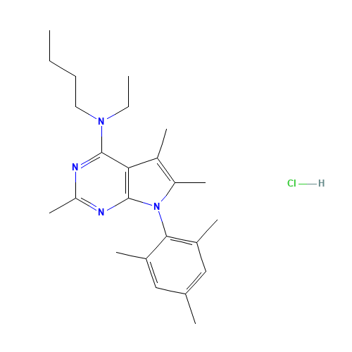 N-butyl-N-ethyl-2,5,6-trimethyl-7-(2,4,6-trimethylphenyl)pyrrolo[2,3-d]pyrimidin-4-amine;hydrochloride (CAS: 220953-69-5) - Related Chemical Product