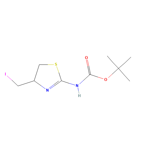 tert-butyl N-[4-(iodomethyl)-4,5-dihydro-1,3-thiazol-2-yl]carbamate (CAS: 179116-01-9) - Chemical Structure and Molecular Formula 