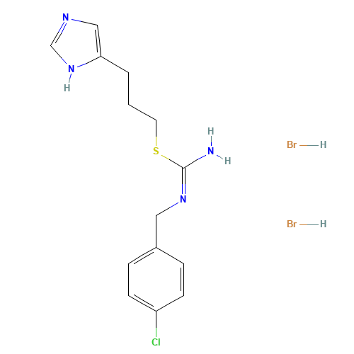 3-(1H-imidazol-5-yl)propyl N'-[(4-chlorophenyl)methyl]carbamimidothioate;dihydrobromide (CAS: 145231-35-2) - Chemical Structure and Molecular Formula 