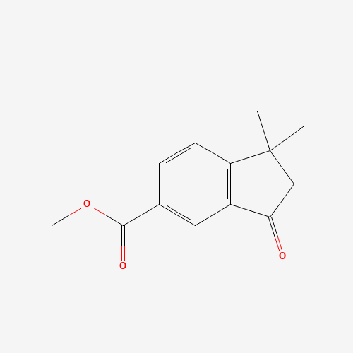 methyl 1,1-dimethyl-3-oxo-2H-indene-5-carboxylate (CAS: 166978-61-6) - Chemical Structure and Molecular Formula 