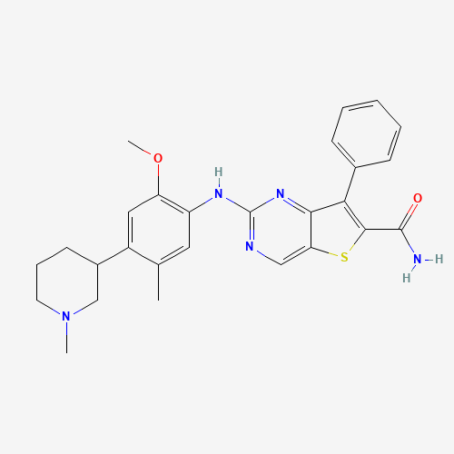 2-[2-methoxy-5-methyl-4-(1-methylpiperidin-3-yl)anilino]-7-phenylthieno[3,2-d]pyrimidine-6-carboxamide (CAS: 1462947-70-1) - Related Chemical Product