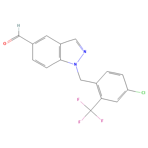 1-[[4-chloro-2-(trifluoromethyl)phenyl]methyl]indazole-5-carbaldehyde (CAS: 1312704-84-9) - Chemical Structure and Molecular Formula 
