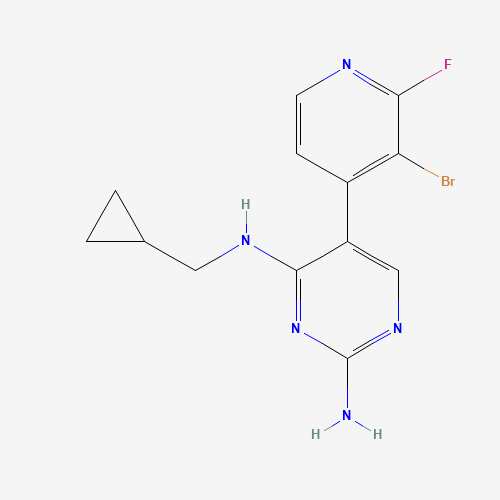 5-(3-bromo-2-fluoropyridin-4-yl)-4-N-(cyclopropylmethyl)pyrimidine-2,4-diamine (CAS: 1169699-07-3) - Chemical Structure and Molecular Formula 