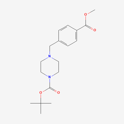 tert-butyl 4-[(4-methoxycarbonylphenyl)methyl]piperazine-1-carboxylate (CAS: 844891-11-8) - Chemical Structure and Molecular Formula 