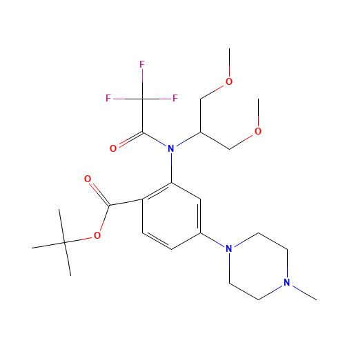 tert-butyl 2-[1,3-dimethoxypropan-2-yl-(2,2,2-trifluoroacetyl)amino]-4-(4-methylpiperazin-1-yl)benzoate (CAS: 1108746-09-3) - Chemical Structure and Molecular Formula 