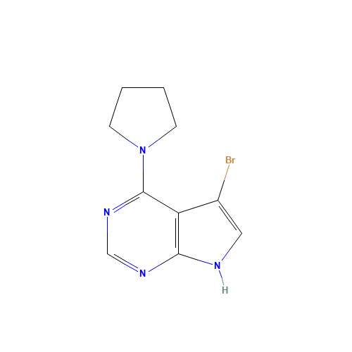 5-bromo-4-pyrrolidin-1-yl-7H-pyrrolo[2,3-d]pyrimidine (CAS: 1168106-35-1) - Chemical Structure and Molecular Formula 