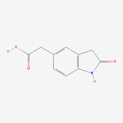 2-(2-oxo-1,3-dihydroindol-5-yl)acetic acid (CAS: 109737-08-8) - Chemical Structure and Molecular Formula 
